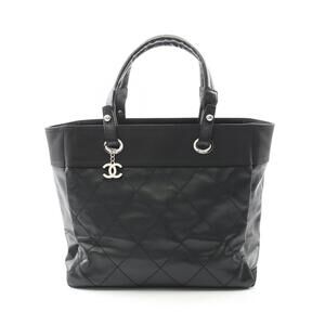 Chanel Paris Biarritz Tote Bag Canvas Leather Black